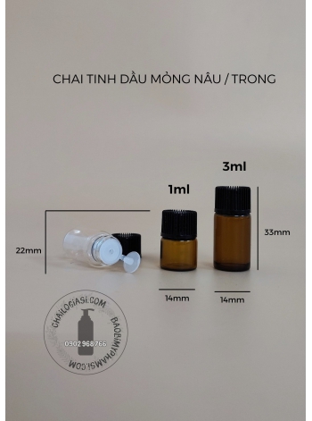 CHAI TINH DẦU MỎNG 1ML 