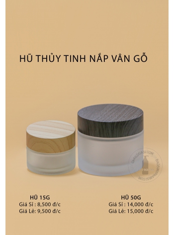 HŨ THỦY TINH 50G NẮP VÂN GỖ
