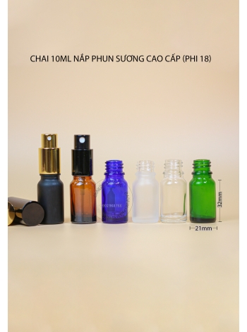 CHAI 10ML NẮP PHUN SƯƠNG, VÒI NGẮN CAO CẤP NHỰA