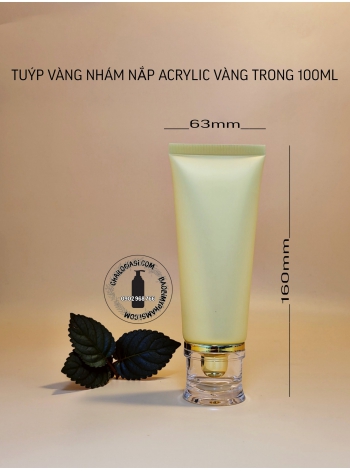 TUÝP VÀNG NHÁM NẮP ACRYLIC VÀNG TRONG 100ML
