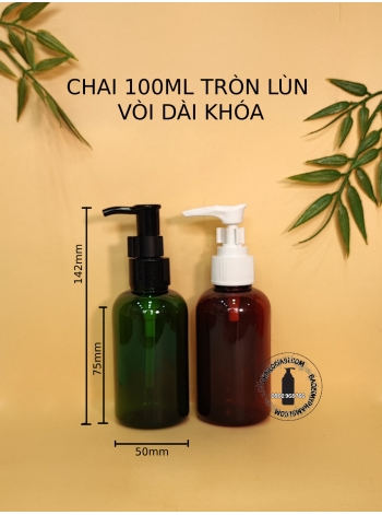 CHAI 100ML TRÒN LÙN VÒI DÀI KHÓA F24 (TRẮNG, ĐEN)