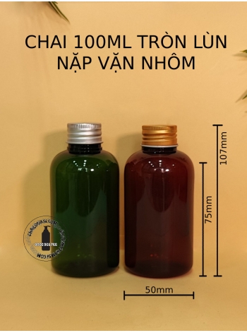 CHAI 100ML TRÒN LÙN NẮP NHÔM F24 ( BẠC, VÀNG)
