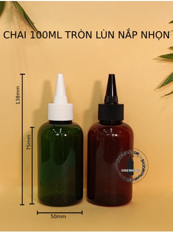 CHAI 100ML TRÒN LÙN NẮP NHỌN F24 (TRẮNG, TRONG, ĐEN)