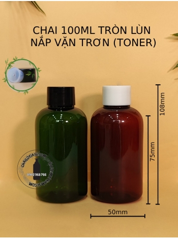 CHAI 100ML TRÒN LÙN NẮP VẶN TONER F24 ( NÚT CHẶN + 400đ)