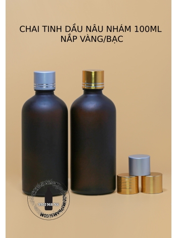 CHAI TINH DẦU NÂU NHÁM 100ML NẮP VÀNG/ BẠC