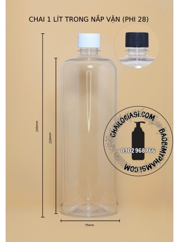 CHAI 1L F28 NẮP VẶN SỌC F28 (TRẮNG, ĐEN)