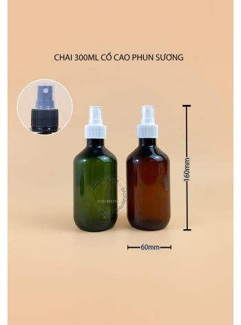 CHAI 300ML CỔ CAO PHUN SƯƠNG F28 (TRẮNG, TRONG, ĐEN)