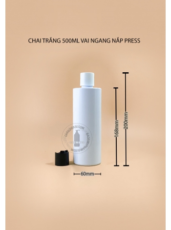 CHAI TRẮNG 500ML VAI NGANG NẮP PRESS