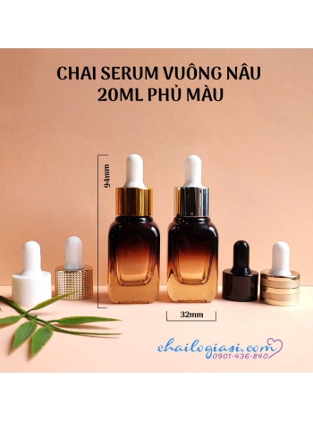 CHAI SERUM VUÔNG NÂU 20ML PHỦ MÀU OMBRE