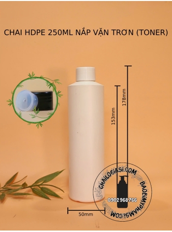 CHAI HDPE 250ML TRẮNG VAI NGANG NẮP NẮP VẶN TONNER ( NÚT CHẶN + 400đ)
