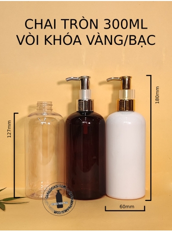 CHAI 300ML TRÒN VÒI DÀI KHÓA XI F24 (VÀNG, BẠC)