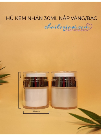HŨ KEM NHẤN ACRYLIC 30G NẮP BẠC, VÀNG