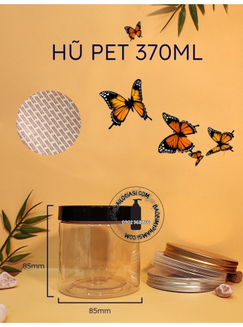HŨ PET TRÒN 370ML NẮP NHÔM BẠC, VÀNG (F85)  SEAL GIẤY + 600Đ