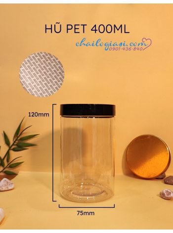 HŨ PET TRÒN 400ML NẮP NHÔM BẠC, VÀNG (F75)  SEAL GIẤY + 500Đ