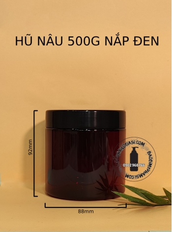 HŨ NÂU NẮP TRẮNG, ĐEN, TRONG 500G (SEAL NHỰA TRẮNG GIÁ + 800Đ)