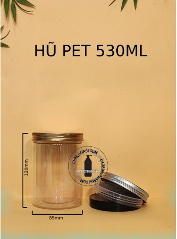 HŨ PET TRÒN 530ML NẮP NHÔM BẠC, VÀNG (F85)  SEAL GIẤY +600Đ