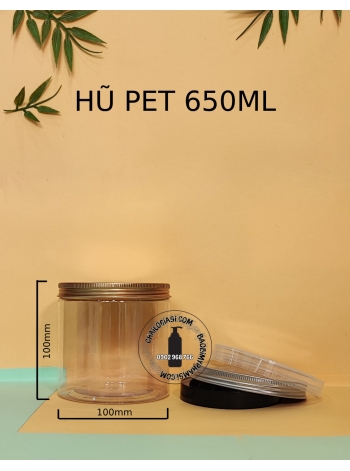 HŨ PET TRÒN 650ML NẮP NHÔM BẠC, VÀNG (F100)  SEAL GIẤY +700Đ