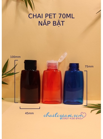 CHAI 70ML HÌNH THANG NẮP BẬT SỌC F24 (TRẮNG, TRONG, ĐEN)