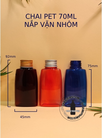 CHAI 70ML HÌNH THANG NẮP NHÔM F24 ( BẠC, VÀNG)