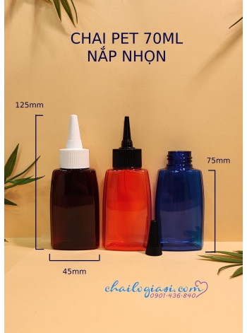 CHAI 70ML HÌNH THANG NẮP NHỌN F24 (TRẮNG, TRONG, ĐEN)