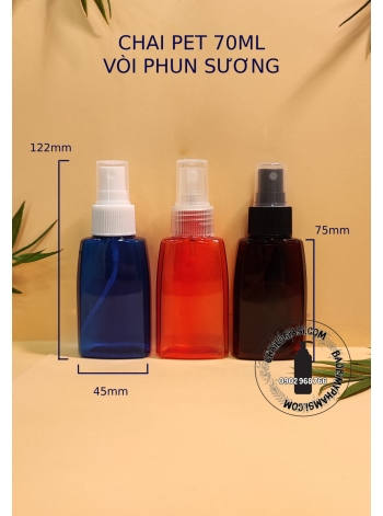 CHAI 70ML HÌNH THANG PHUN SƯƠNG F24 (TRẮNG, TRONG, ĐEN)
