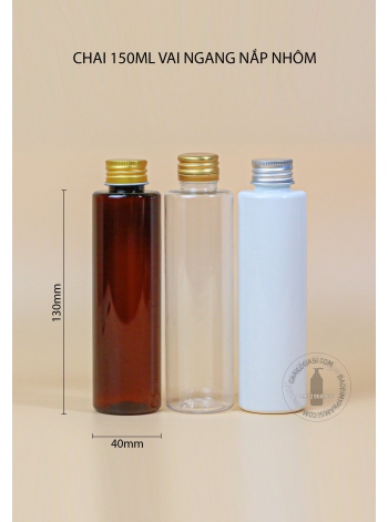 CHAI NHỰA 150ML VAI NGANG NẮP NHÔM F24 ( BẠC, VÀNG)