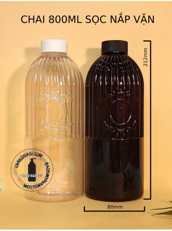 CHAI 800ML SỌC NẮP VẶN (TRẮNG, ĐEN)