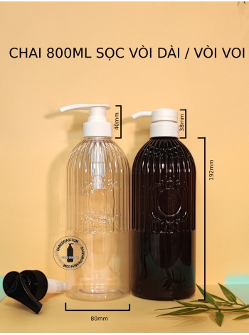 CHAI 800ML SỌC VÒI DÀI F33 (TRẮNG, ĐEN)