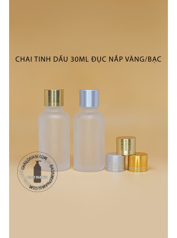CHAI TINH DẦU 30ML MỜ NẮP VÀNG/BẠC