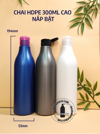CHAI HDPE 300ML CAO NẮP BẬT