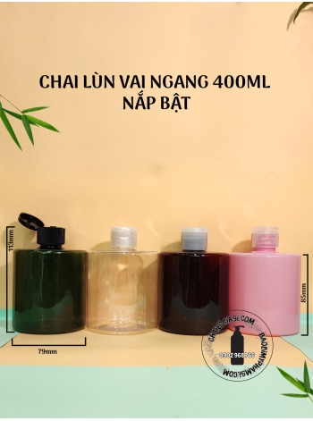 CHAI LÙN VAI NGANG 400ML NẮP BẬT SỌC F28 (TRẮNG, TRONG, ĐEN)