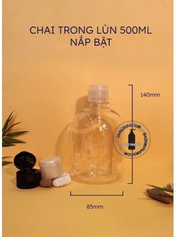 CHAI NHỰA 500ML TRÒN LÙN NẮP BẬT 