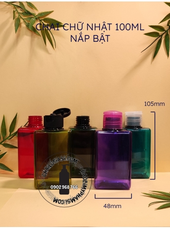 CHAI CHỮ NHẬT 100ML NẮP BẬT SỌC F24 (TRẮNG, TRONG, ĐEN)