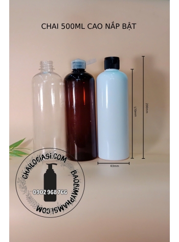 CHAI 500ML CAO NẮP BẬT SỌC F28 (TRẮNG, TRONG, ĐEN)