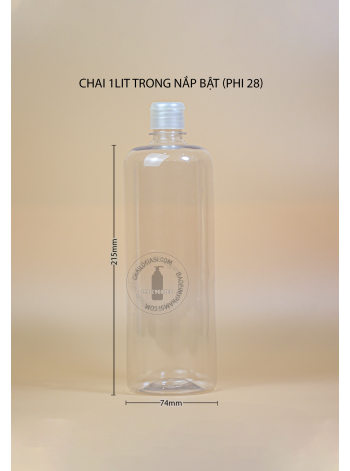 CHAI 1L F28 NẮP BẬT (TRONG, TRẮNG, ĐEN)