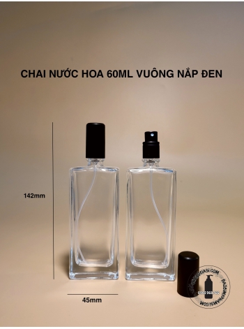 CHAI NƯỚC HOA 60ML VUÔNG NẮP ĐEN