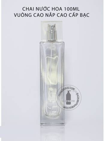 CHAI NƯỚC HOA VUÔNG 100ML NẮP CAO CẤP BẠC