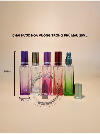 CHAI NƯỚC HOA VUÔNG TRONG PHỦ MÀU 20ML