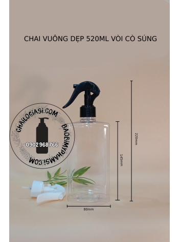 CHAI 520ML VUÔNG DẸP VÒI CÒ SÚNG MINI F28