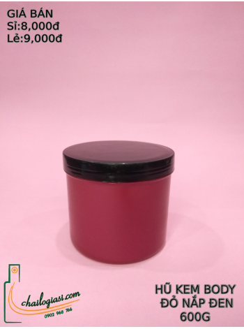 HŨ BODY ĐỎ 600G NẮP ĐEN