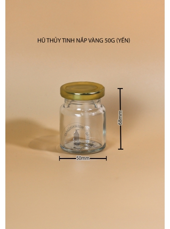 HŨ THỦY TINH NẮP VÀNG 50G (YẾN)