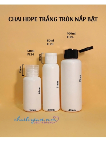 CHAI HDPE TRẮNG TRÒN NÁP BẠT