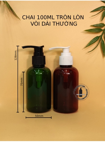 CHAI 100ML TRÒN LÙN VÒI DÀI F24 (TRẮNG, TRONG, ĐEN)