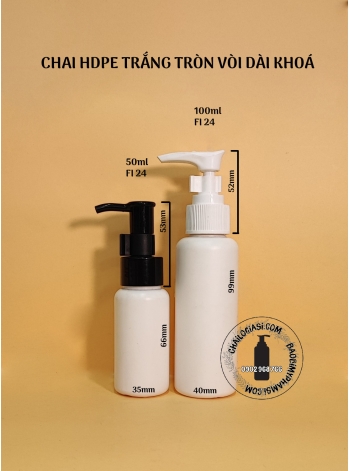 CHAI HDPE TRẮNG TRÒN VÒI DÀI KHOÁ
