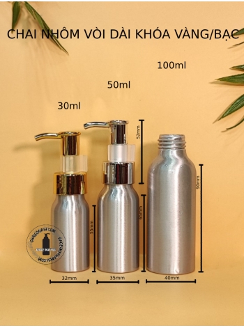 CHAI NHÔM VÒI DÀI KHÓA XI F24 (VÀNG, BẠC)