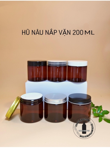 HŨ NÂU NẮP VẶN NHÔM ĐEN, VÀNG, BẠC 200ML
