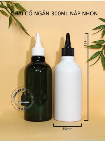CHAI 300ML CỔ NGẤN NẮP NHỌN F24 (TRẮNG, TRONG, ĐEN)