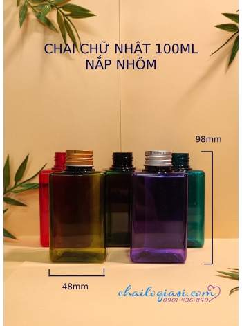 CHAI CHỮ NHẬT 100ML NẮP NHÔM F24 ( BẠC, VÀNG)