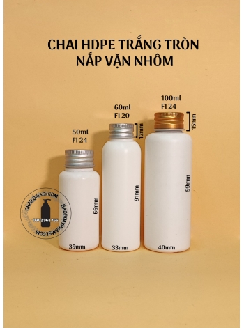 CHAI HDPE TRẮNG TRÒN NẮP NHÔM