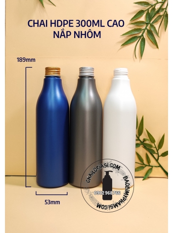 CHAI HDPE 300ML CAO NẮP NHÔM